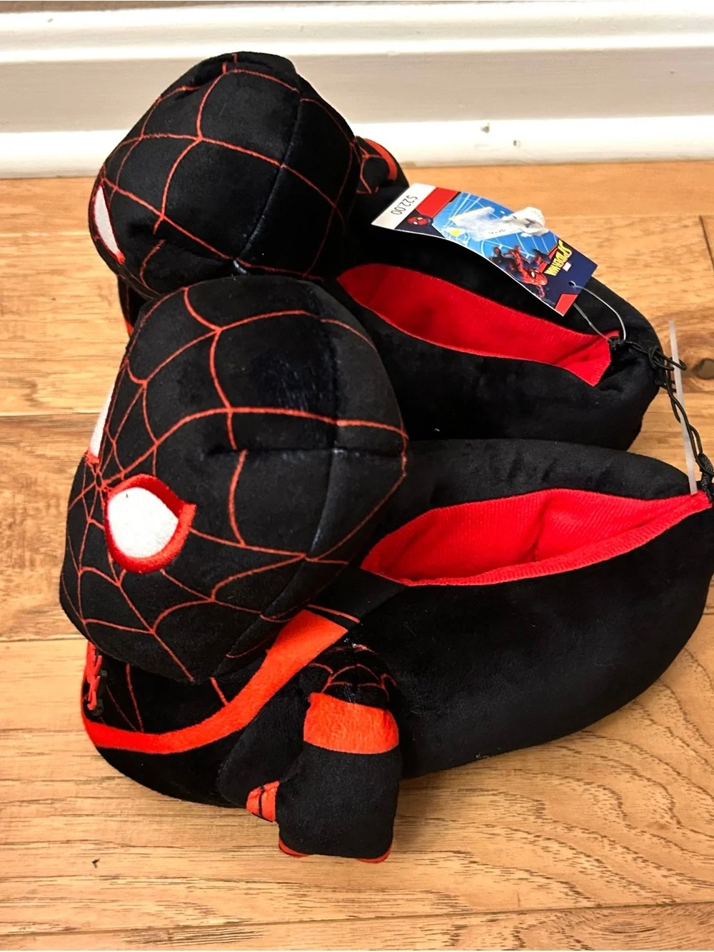 Kids' Marvel Spider-Man 3D Plush Slippers - Black Size 4/5 New